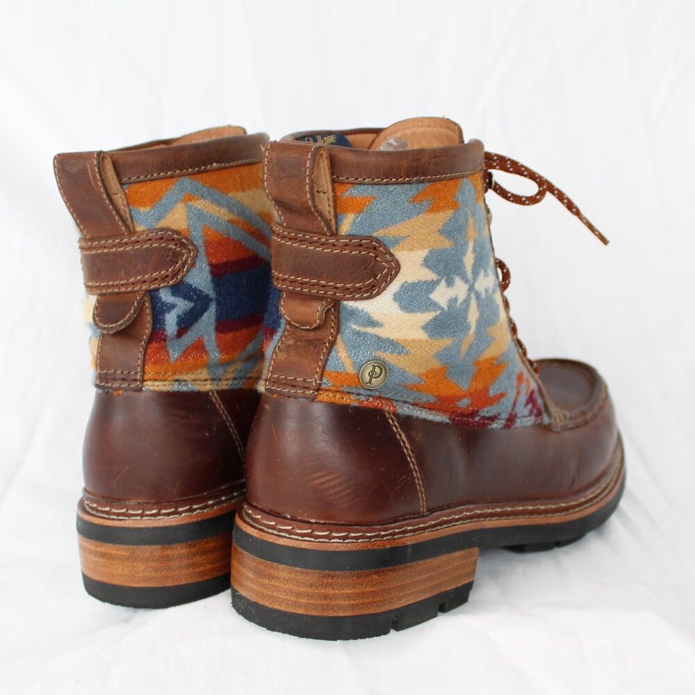 Pendelton Clarks leather wool Aztec blanket Ottawa Peak Boot Hiking lace up 9 - Picture 7 of 11